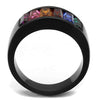 WildKlass Stainless Steel Ring IP Black Women Top Grade Crystal Multi Color-WildKlass Jewelry