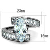 WildKlass Stainless Steel Ring High Polished (no Plating) Women AAA Grade CZ Clear-WildKlass Jewelry