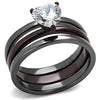 WildKlass Stainless Steel Ring IP Light Black (IP Gun) & IP Dark Brown (IP Coffee) Women AAA Grade CZ Clear-WildKlass Jewelry