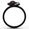 WildKlass Stainless Steel Heart Ring IP Black Women Top Grade Crystal Amethyst-WildKlass Jewelry