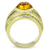 WildKlass Stainless Steel Ring IP Gold Women Top Grade Crystal Topaz-WildKlass Jewelry