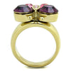 WildKlass Stainless Steel Ring IP Gold Women Top Grade Crystal Amethyst-WildKlass Jewelry