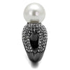 WildKlass Stainless Steel Ring IP Light Black (IP Gun) Women Synthetic White-WildKlass Jewelry