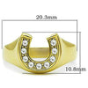 WildKlass Stainless Steel Charm Ring IP Gold Women Top Grade Crystal Clear-WildKlass Jewelry