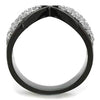 WildKlass Stainless Steel Ring Two-Tone IP Black Women AAA Grade CZ Clear-WildKlass Jewelry