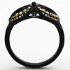 WildKlass Stainless Steel Novelty Ring IP Black Women Top Grade Crystal Metallic Light Gold-WildKlass Jewelry