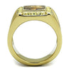 WildKlass Stainless Steel Ring IP GoldMen Semi-Precious Smoked Quartz-WildKlass Jewelry