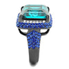WildKlass Stainless Steel Ring IP Light Black (IP Gun) Women Top Grade Crystal Blue Zircon-WildKlass Jewelry