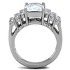 WildKlass Stainless Steel Ring High Polished (no Plating) Women AAA Grade CZ Clear-WildKlass Jewelry