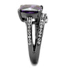 WildKlass Stainless Steel Ring IP Light Black (IP Gun) Women AAA Grade CZ Amethyst-WildKlass Jewelry