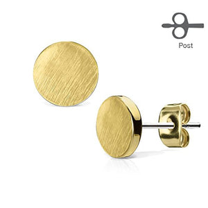 Pair of Brushed Finish Top Plain Round 316L Surgical Steel Post WildKlass Earring Studs-WildKlass Jewelry