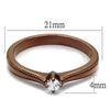 WildKlass Stainless Steel Ring IP Coffee Light Women AAA Grade CZ Clear-WildKlass Jewelry