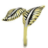 WildKlass Stainless Steel Ring Two-Tone IP Gold Women Leaf Epoxy Jet-WildKlass Jewelry