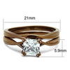 WildKlass Stainless Steel Ring IP Coffee Light Women AAA Grade CZ Clear-WildKlass Jewelry