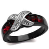 WildKlass Stainless Steel Ring Two-Tone IP Black Women Top Grade Crystal Siam-WildKlass Jewelry