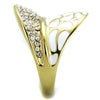 WildKlass Stainless Steel Ring IP Gold Women Top Grade Crystal Clear-WildKlass Jewelry