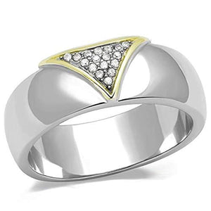 WildKlass Stainless Steel Ring Two-Tone IP Gold Men AAA Grade CZ Clear-WildKlass Jewelry