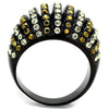 WildKlass Stainless Steel Ring IP Black Women Top Grade Crystal Multi Color-WildKlass Jewelry