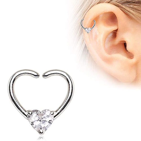 WildKlass 316L Stainless Steel Jeweled Heart Shaped Seamless Ring-WildKlass Jewelry