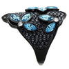 WildKlass Stainless Steel Ring IP Black Women Top Grade Crystal Sea Blue-WildKlass Jewelry