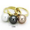 WildKlass Stainless Pearl Steel Ring IP Gold Women Synthetic Multi Color-WildKlass Jewelry