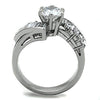 WildKlass Stainless Pave Steel Ring High Polished (no Plating) Women AAA Grade CZ Clear-WildKlass Jewelry