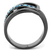 WildKlass Stainless Steel Ring IP Light Black (IP Gun) Women Top Grade Crystal Sea Blue-WildKlass Jewelry