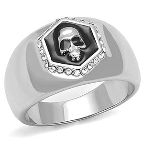 WildKlass Stainless Steel Ring High Polished Men Epoxy Jet-WildKlass Jewelry