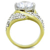 WildKlass Stainless Steel Ring Two-Tone IP Gold Women AAA Grade CZ Clear-WildKlass Jewelry