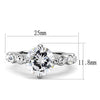 WildKlass Stainless Steel Ring High Polished Women AAA Grade CZ Clear-WildKlass Jewelry