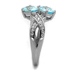 WildKlass Stainless Steel Ring High Polished Women AAA Grade CZ Sea Blue-WildKlass Jewelry