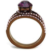 WildKlass Stainless Steel Ring IP Coffee Light Women Top Grade Crystal Amethyst-WildKlass Jewelry