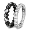 WildKlass Stainless Steel Ring Two-Tone IP Black Women AAA Grade CZ Black Diamond-WildKlass Jewelry