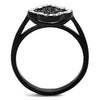 WildKlass Stainless Steel Ring Two-Tone IP Black Women Top Grade Crystal Jet-WildKlass Jewelry