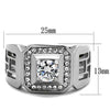 WildKlass Stainless Steel Ring High Polished (no Plating) Men AAA Grade CZ Clear-WildKlass Jewelry