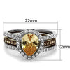 WildKlass Stainless Steel Ring Two Tone IP Light Brown (IP Light Coffee) Women AAA Grade CZ Champagne-WildKlass Jewelry