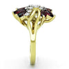WildKlass Stainless Steel Ring Two-Tone IP Gold Women Synthetic Amethyst-WildKlass Jewelry
