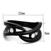 WildKlass Stainless Steel Ring IP Black Women Top Grade Crystal Clear-WildKlass Jewelry