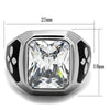 WildKlass Stainless Steel Ring High Polished (no Plating) Men AAA Grade CZ Clear-WildKlass Jewelry