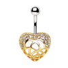 Gold Plated 3D Lovely Heart WildKlass Navel Ring-WildKlass Jewelry