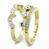 WildKlass Stainless Steel Ring IP Gold Women Top Grade Crystal Clear-WildKlass Jewelry