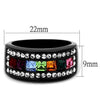 WildKlass Stainless Steel Ring IP Black Women Top Grade Crystal Multi Color-WildKlass Jewelry