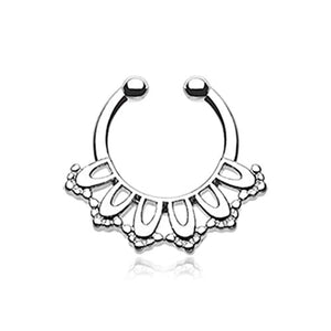 Kaltik Filigree WildKlass Fake Septum Clip-On Ring-WildKlass Jewelry