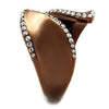 WildKlass Stainless Steel Ring IP Coffee Light Women Top Grade Crystal Clear-WildKlass Jewelry