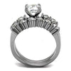 WildKlass Stainless Steel Ring High Polished Women AAA Grade CZ Clear-WildKlass Jewelry