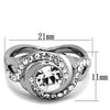 WildKlass Stainless Steel Ring High Polished (no Plating) Women Top Grade Crystal Clear-WildKlass Jewelry