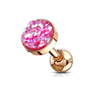 Druzy Stone Flat Set Top Rose Gold PVD Over 316L Surgical Steel WildKlass Ear Cartilage Barbell Stud Rings-WildKlass Jewelry