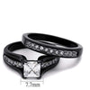 WildKlass Stainless Steel Ring Two-Tone IP Black Women AAA Grade CZ Clear-WildKlass Jewelry