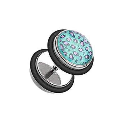Glow in the Dark Cheetah Print Steel WildKlass Fake Plug with O-Rings-WildKlass Jewelry