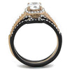 WildKlass Stainless Steel Ring IP Rose Gold+ IP Black Women AAA Grade CZ Clear-WildKlass Jewelry